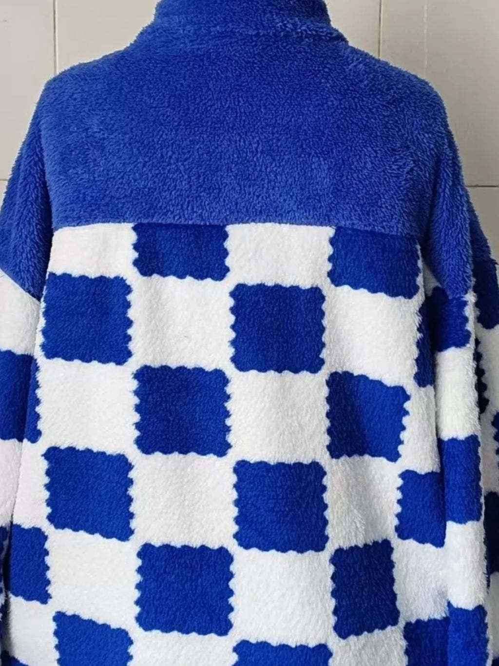 Chaqueta polar a cuadros de gran tamaño con cremallera