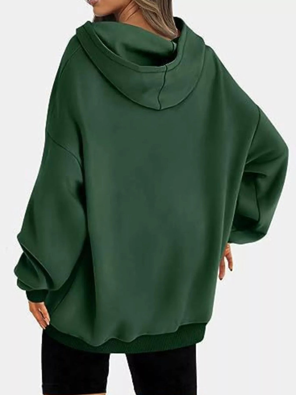 Sudadera con capucha de manga larga y hombros caídos