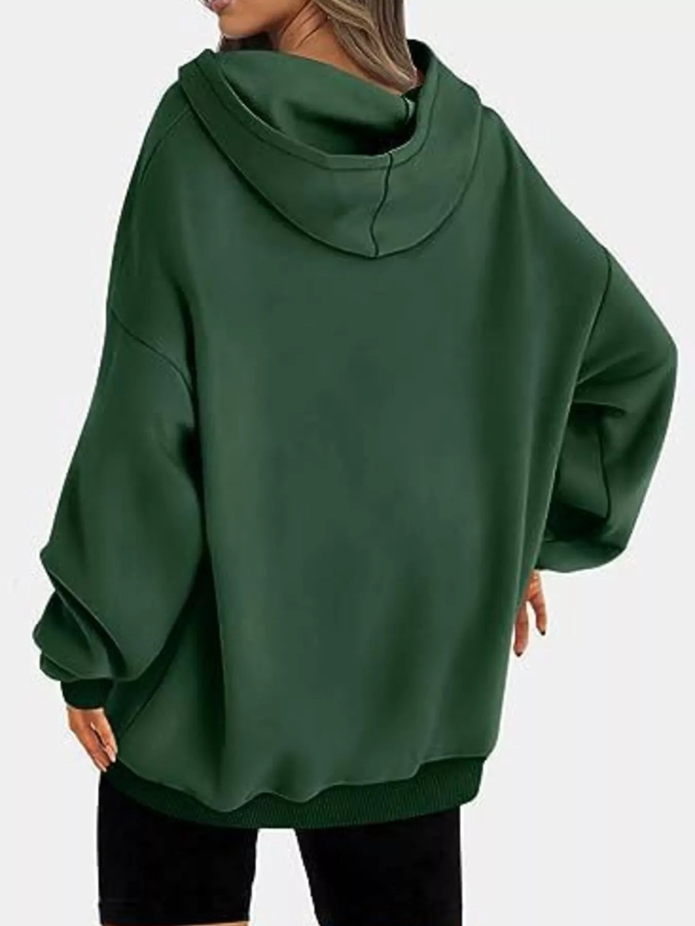 Sudadera con capucha de manga larga y hombros caídos