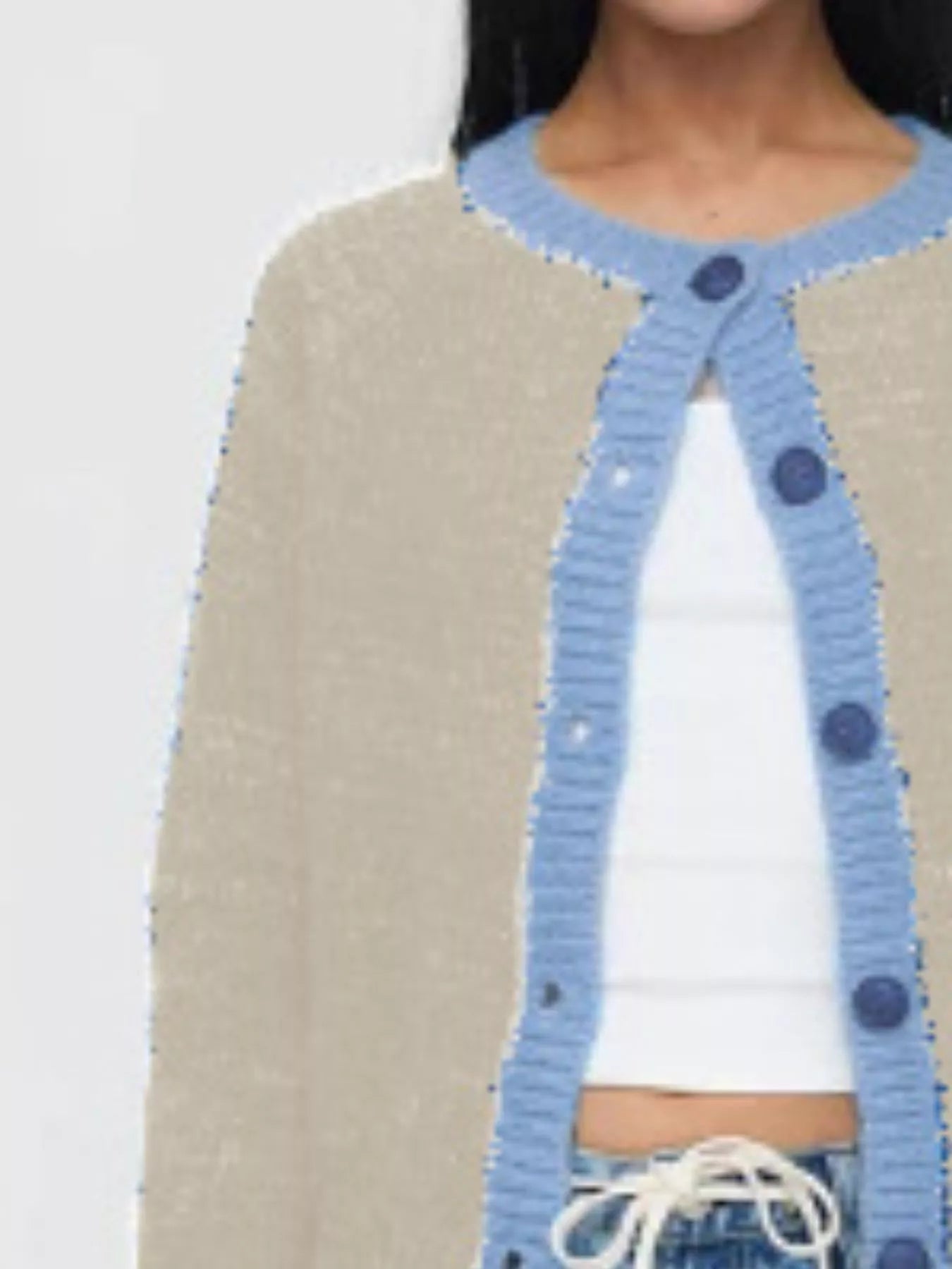 Cardigan boutonné à bordure contrastée