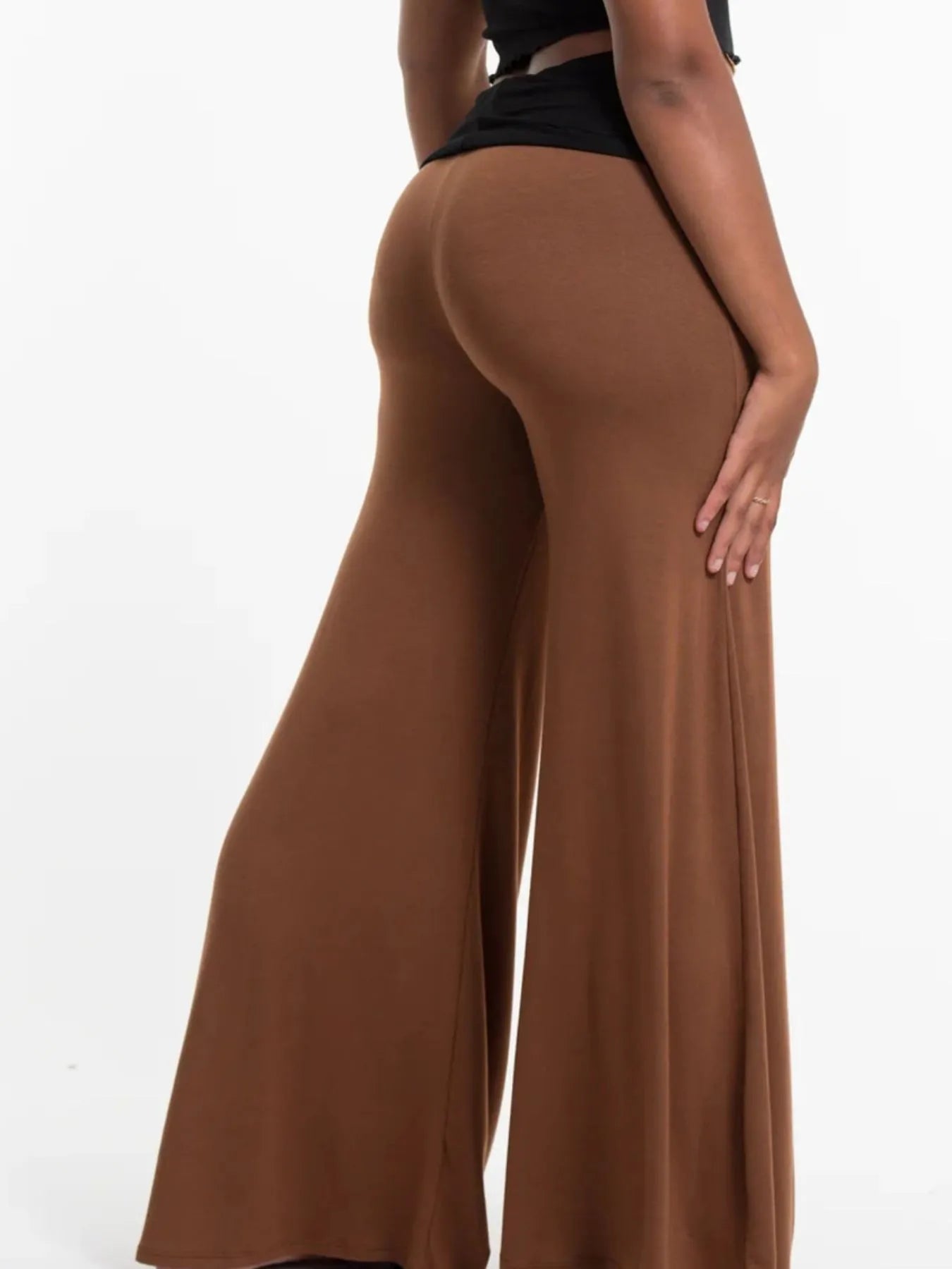 High Waisted Wide Leg Yoga Pants with Contrast Waistband
