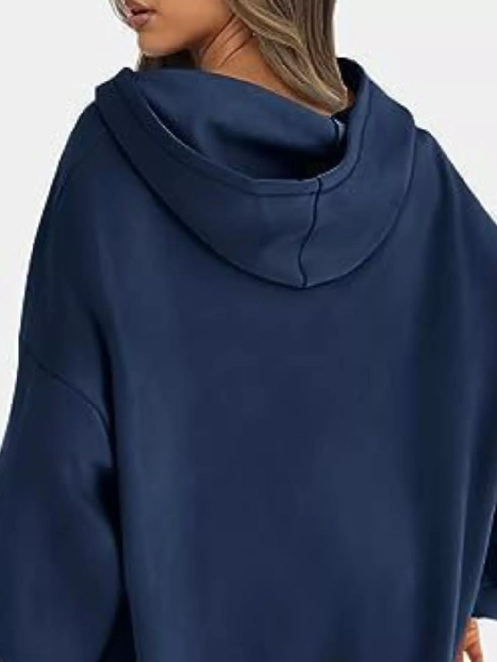 Sudadera con capucha de manga larga y hombros caídos