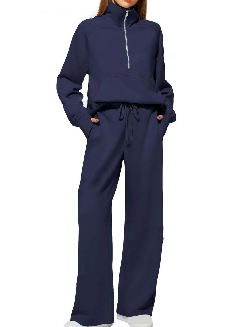 Conjunto de pantalón y top de manga larga con media cremallera