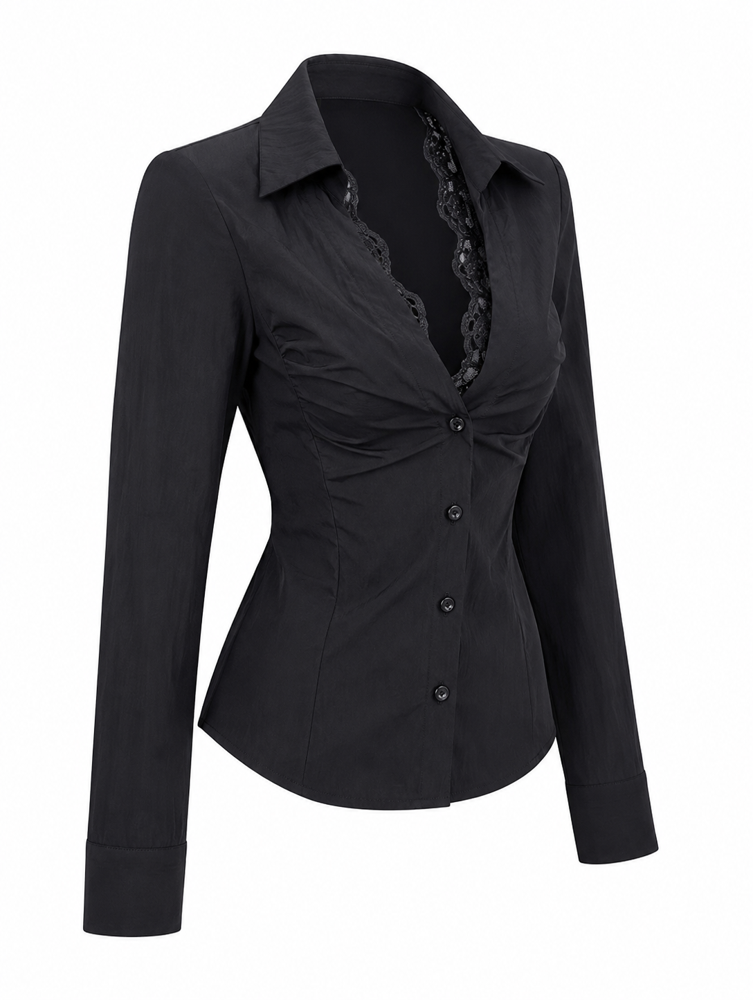 Lace Trim Slim Fit Shirt