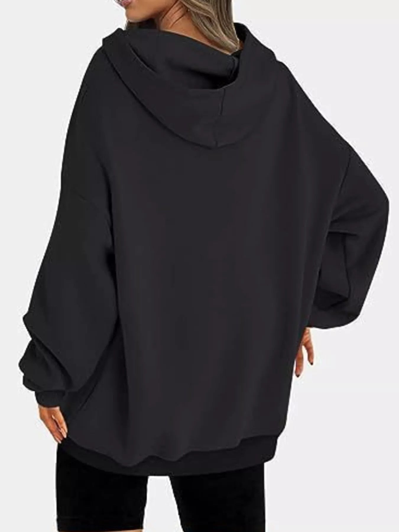 Sudadera con capucha de manga larga y hombros caídos