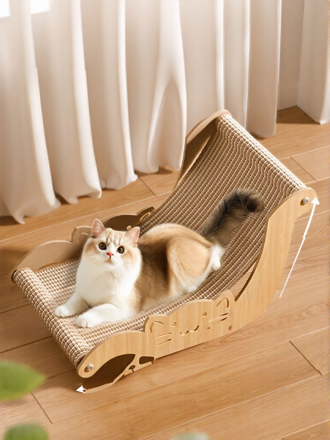 Cat Scratching Board Recliner with Sisal Mat