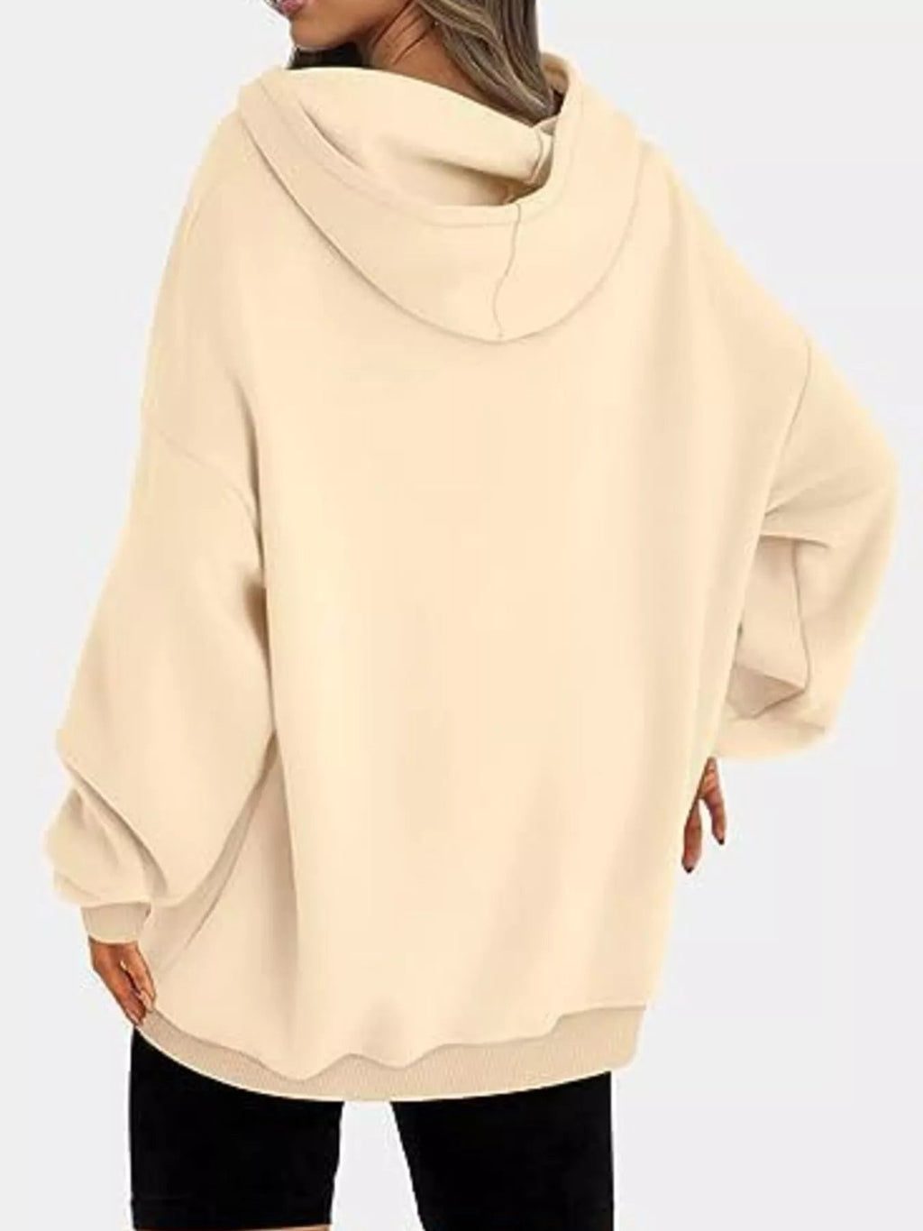 Sudadera con capucha de manga larga y hombros caídos