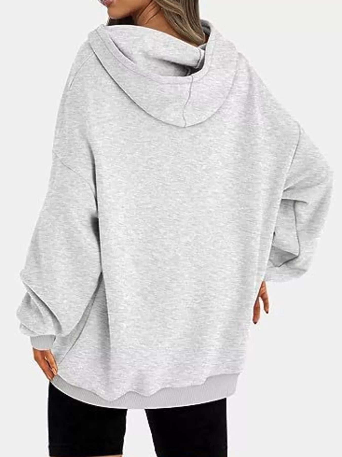 Sudadera con capucha de manga larga y hombros caídos