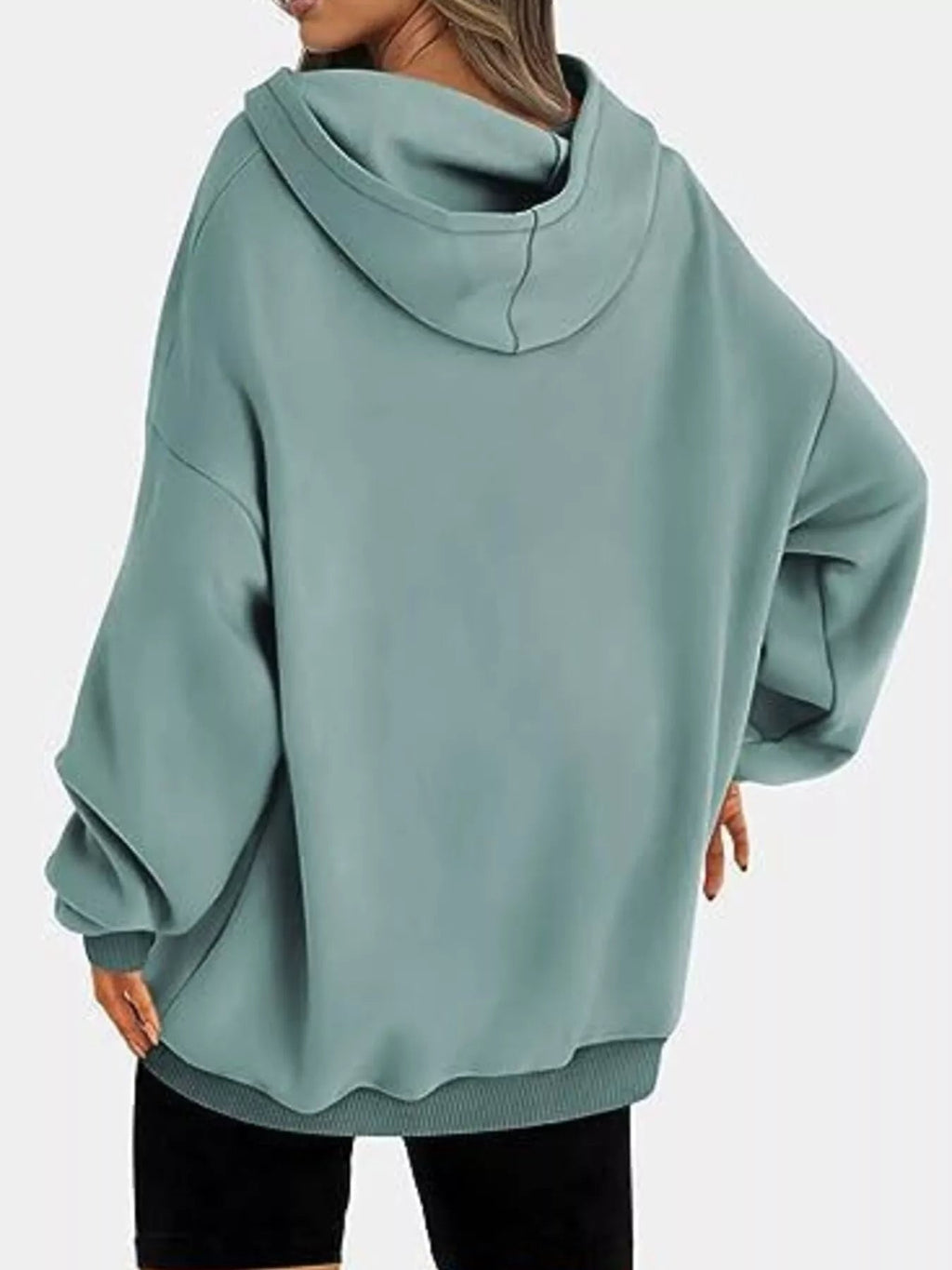 Sudadera con capucha de manga larga y hombros caídos