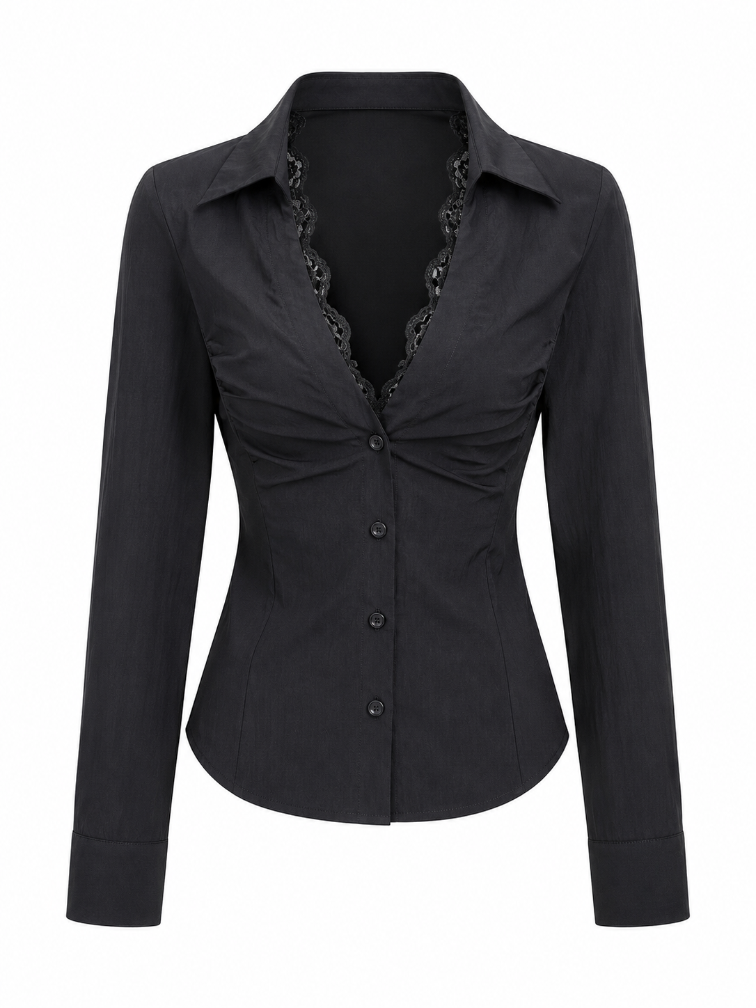 Lace Trim Slim Fit Shirt