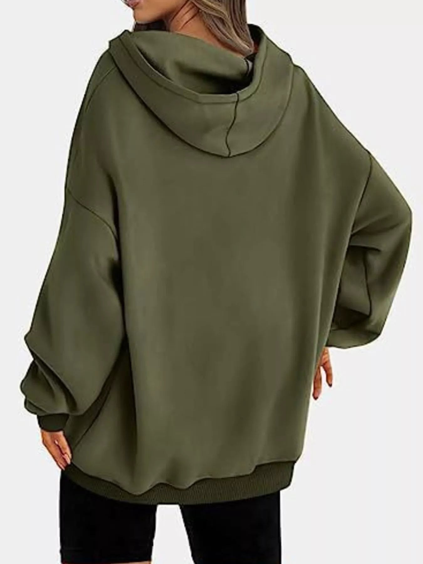 Sudadera con capucha de manga larga y hombros caídos