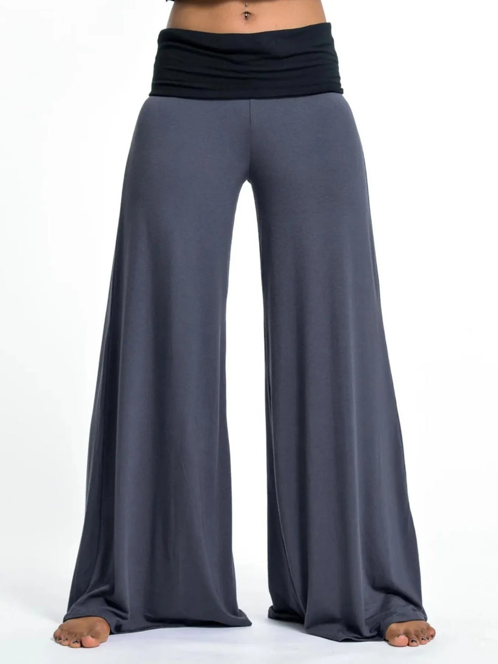High Waisted Wide Leg Yoga Pants with Contrast Waistband