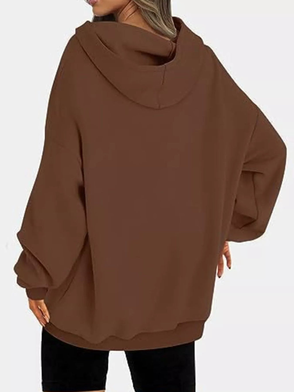 Sudadera con capucha de manga larga y hombros caídos