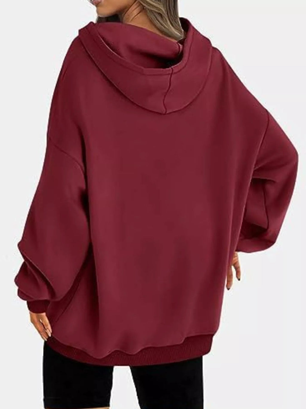 Sudadera con capucha de manga larga y hombros caídos