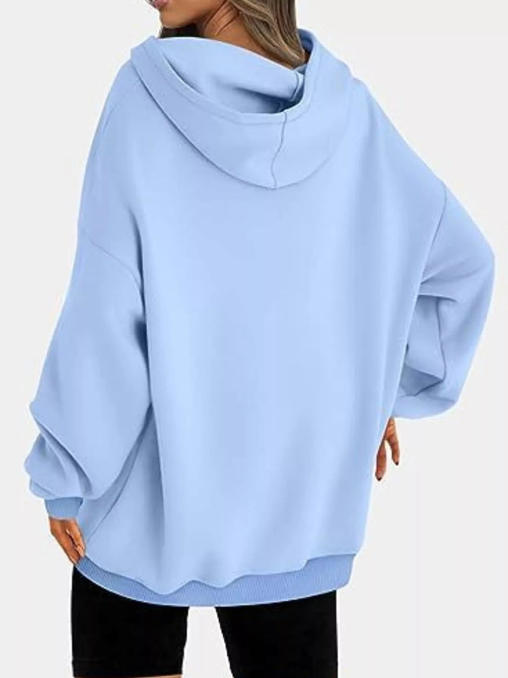 Sudadera con capucha de manga larga y hombros caídos