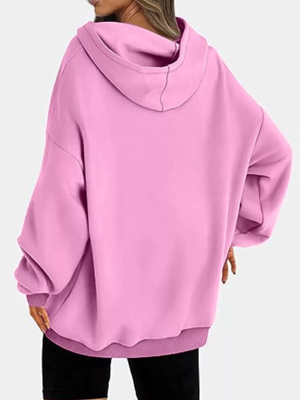 Sudadera con capucha de manga larga y hombros caídos