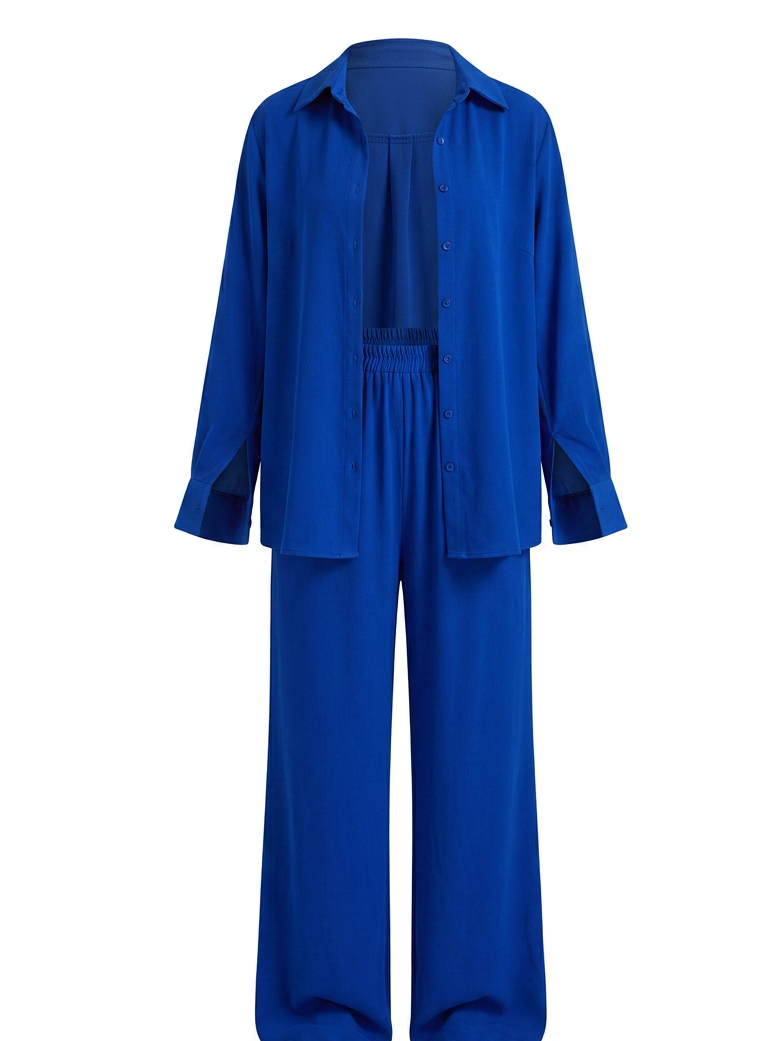Button Up Long Sleeve Shirt and Pants Set