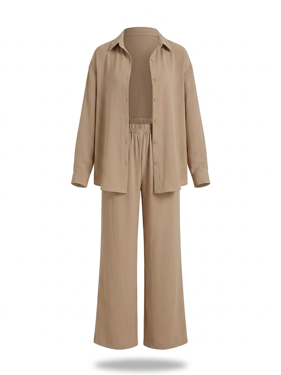 Button Up Long Sleeve Shirt and Pants Set