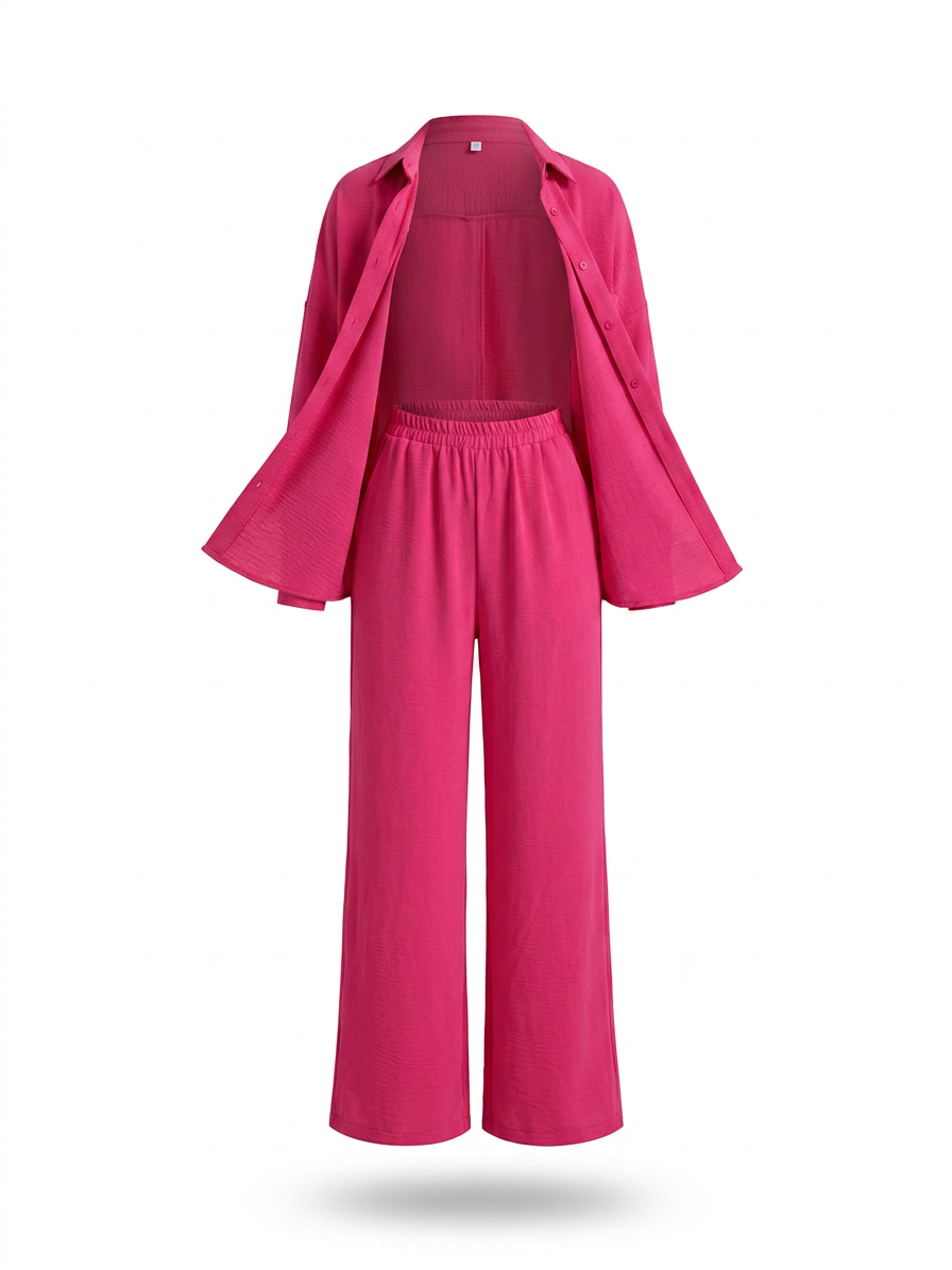 Button Up Long Sleeve Shirt and Pants Set