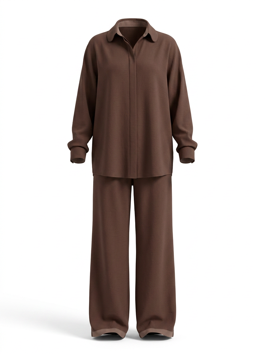 Button Up Long Sleeve Shirt and Pants Set
