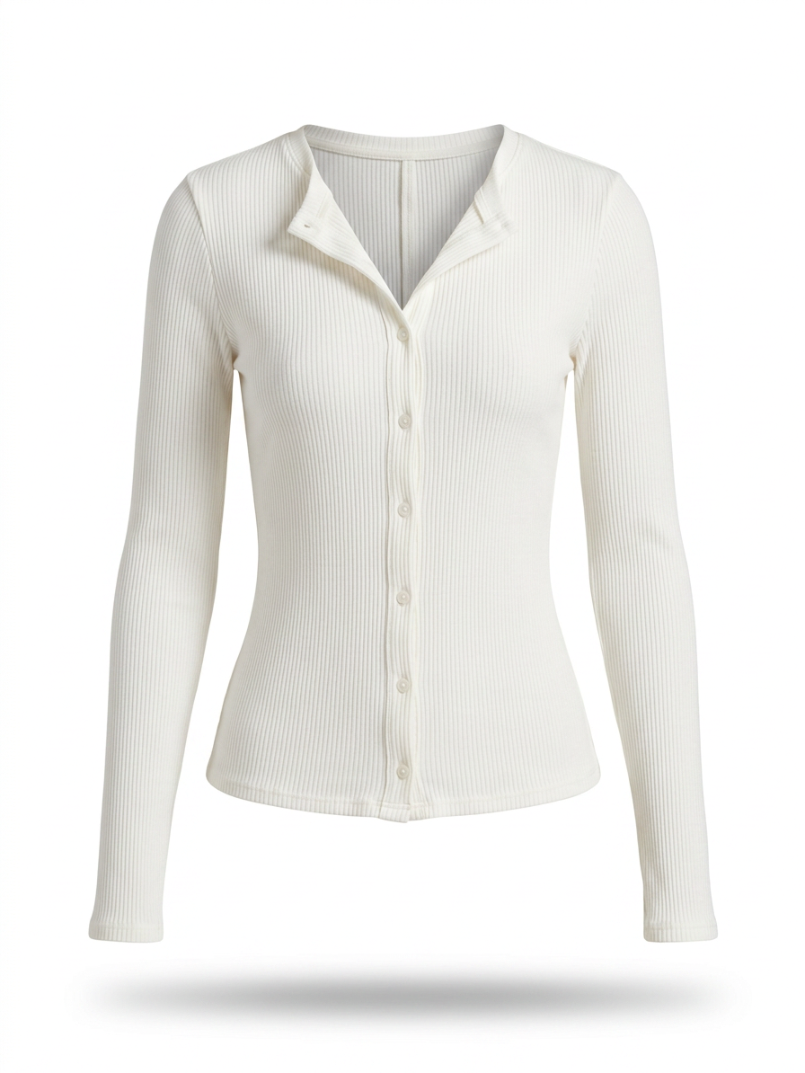 Button Up Round Neck Long Sleeve Cardigan