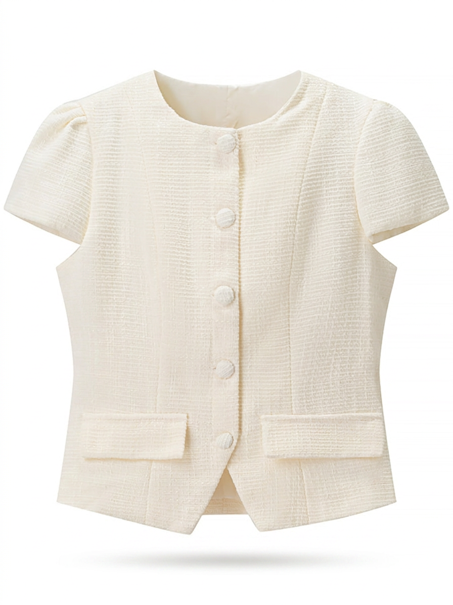Button Up Short Sleeve Top and Bubble Hem Skirt Set